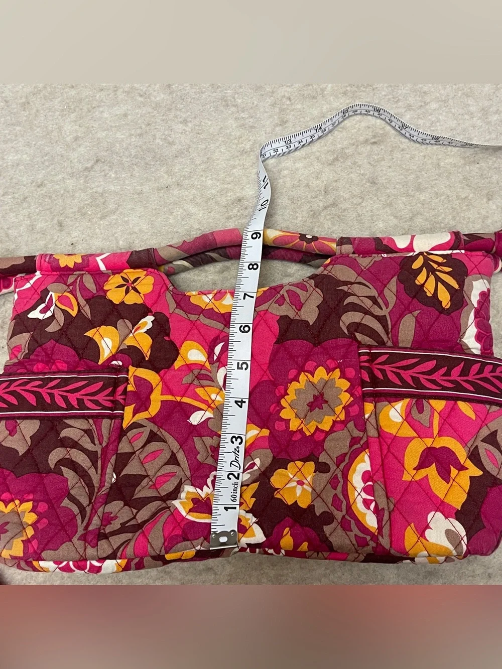 Vera Bradley Retired Gabby in Carnaby Top Handle Zip Quilted Floral Pink Purse